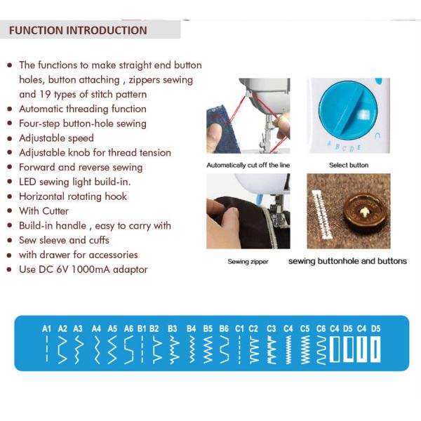 Max. Sewing Thickness 2.5mm Household Mini Textile Sewing Machine for Garment Shops