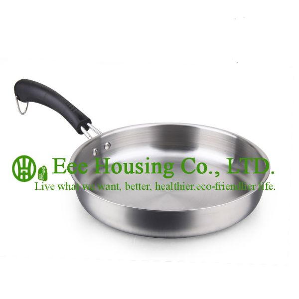 3 pieces stainless steel cooking cookware including fry pan and soup pot and milK pot