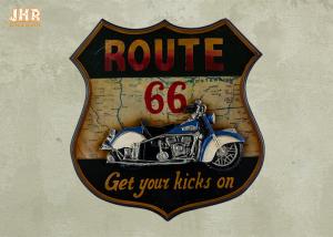 Buy cheap Resin Motorcycle Wall Decor Antique Route 66 Wall Plaques Pub Sign Wood Wall Art Sign product