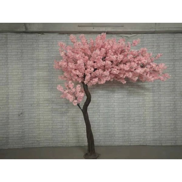 Lifelike Artificial Plastic Trunk Harf Shape Cherry Blossom Tree For Wedding Decoration