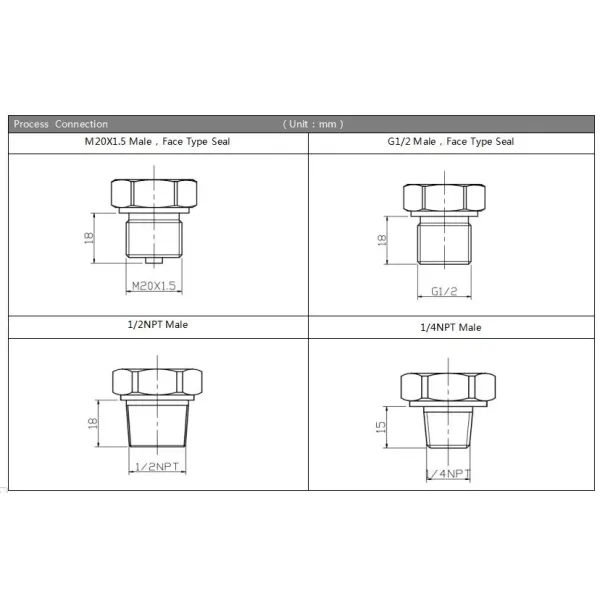 Thread Connection 4-20mA Differential Pressure Transmitter Sensor With Big DIN Transducer
