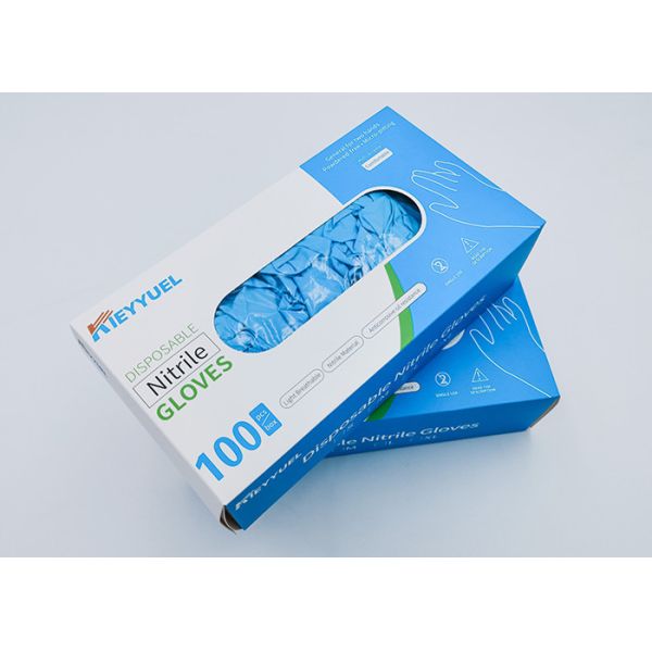 Blue Disposable Nitrile Gloves Tear resistance / Effective antibacterial