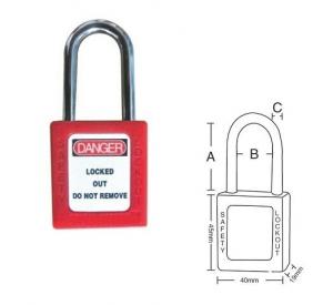China ABS Safety Padlocks,Keyed to Differ,Long Shackle,Vertical shackle clearance 38mm on sale