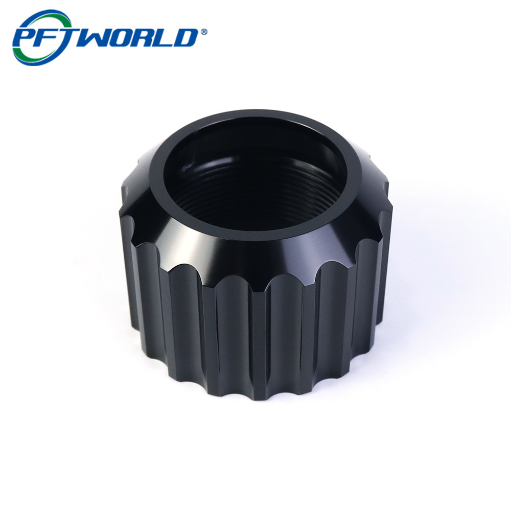 Quality Custom Black Anodized Aluminum 6061 CNC Turned Threaded Knobs for sale