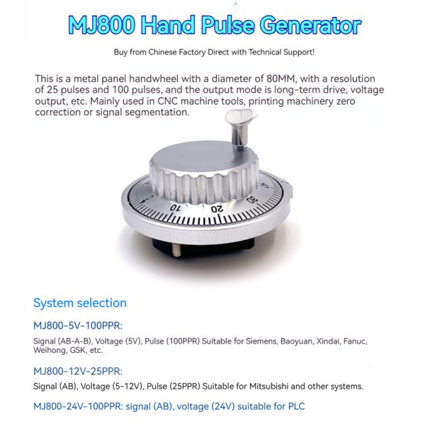 Durable Metal Panel Handwheel Manual Pulse Generator MPG Hand Pulsing 80mm 100ppr 24v Pendant Encoder for CNC Machining Tools