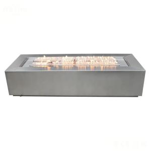 China Modern Patio Heating Rectangular Stainless Steel Linear Gas Fire Pit Table on sale