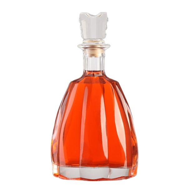 Clear Glass Rum Bottle and Cap for Clients' Specific Requirements