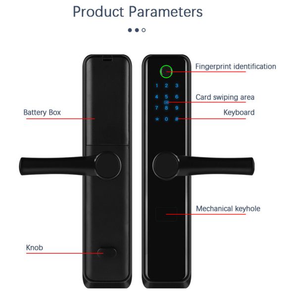 FCC Black Bluetooth Fingerprint Sensor Door Lock Standard 6068 For Apartments