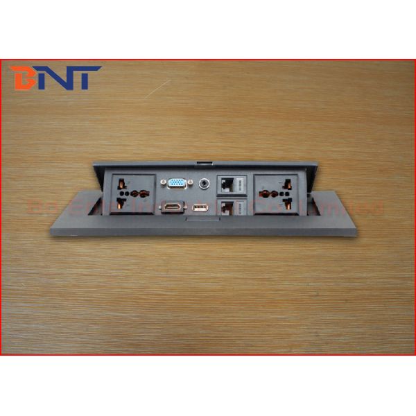Office Desk Mounted Power Sockets , Zinc Alloy Universal Power Plug