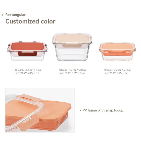 IKOO Extra Large Double Layer Glass Food Container with Divider