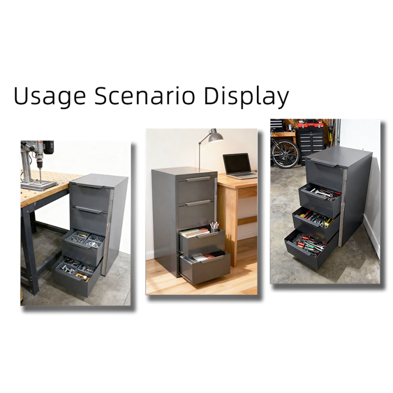 4 Drawer Welded Steel Vertical File Cabinet Gray Security Lock Adjustable Inner Divider Office Garage Storage Chest