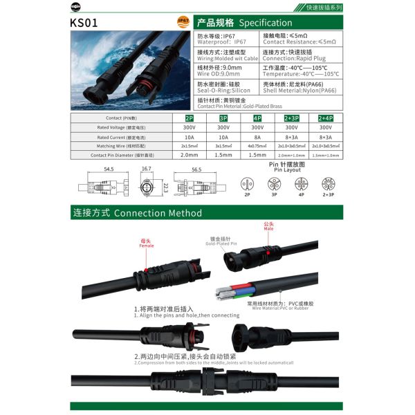 2.35mm Pin Waterproof Quick Connectors