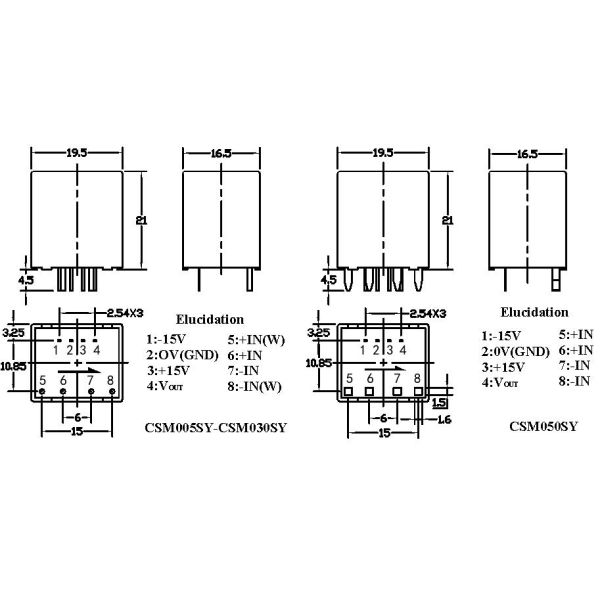 50A PCB Mount Closed Loop Current Sensor ± 15V Supply 4V Output