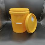 China 18L Industrial Lubricant Bucket With Nozzle Yellow Stackable 20lt Plastic Bucket for sale