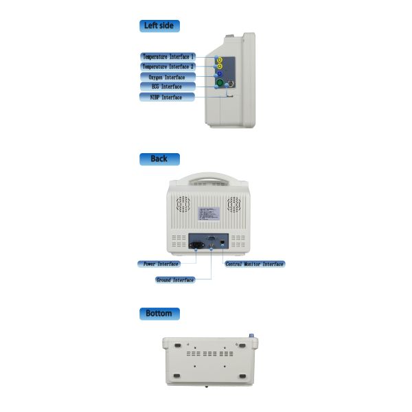 Multiparameter Veterinary Monitoring Equipment 12. 1'' TFT Touch Screen Patient Monitor