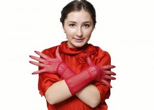 China Womens Red Fishnet Hand Gloves Fishnet Arm Socks For Wedding Party on sale
