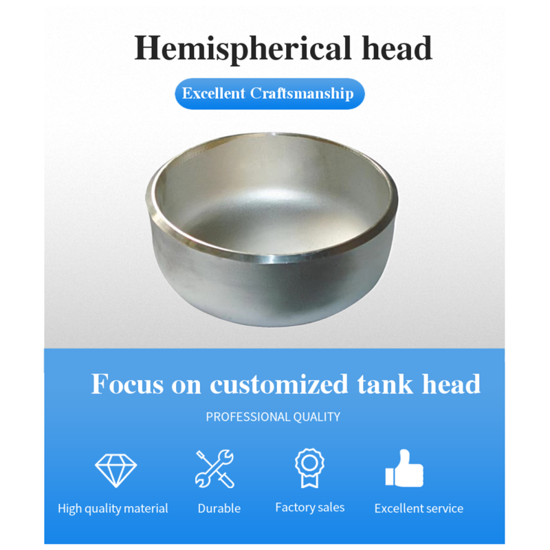 Welding Connection Carbon Steel Hemisphere Dished Head with Customized Design OEM