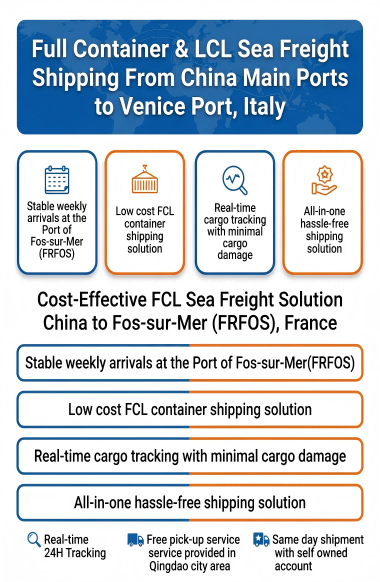 Cost-Effective FCL Ocean Freight with 24/7 Multilingual Support and 30-45 Days Transit from China to Fos-sur-Mer