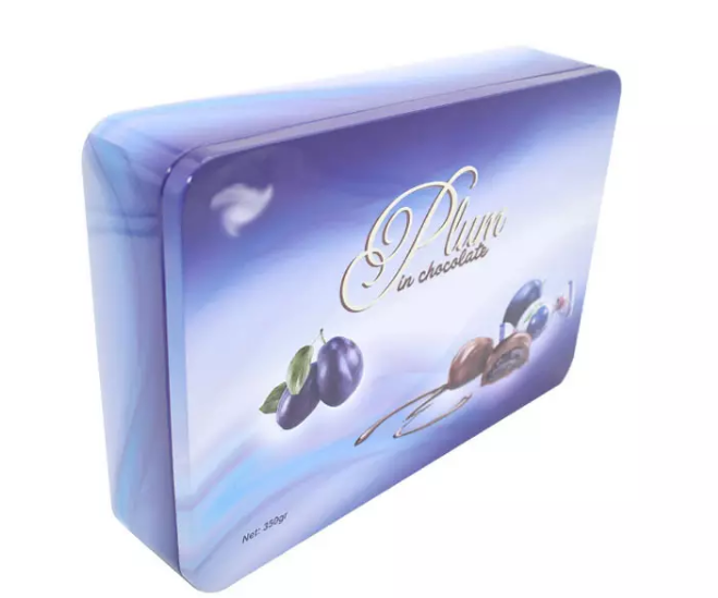 Personalized Rectangle Cookie Tin Cans 350g Chocolate Packing Container