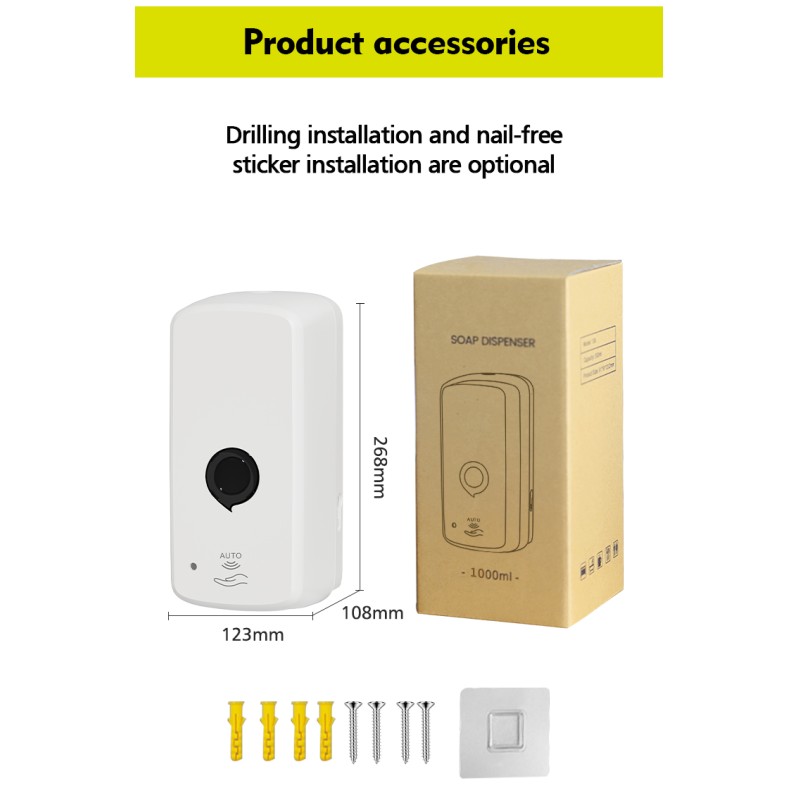 Inductive ABS Hand Sanitizer Dispenser 1000ML Capacity Wall Mounted Soap Dispenser