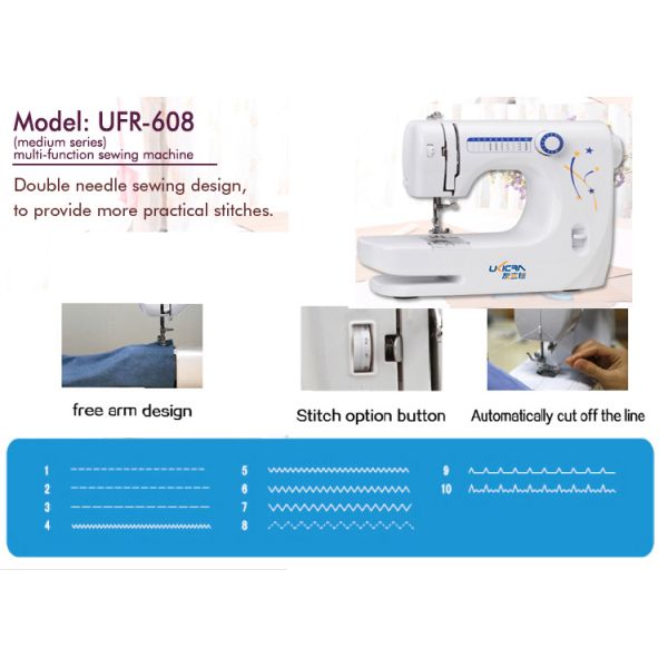 Butterfly Sewing Machine for Clothes Easy Operation White Body Blue Yellow Printing