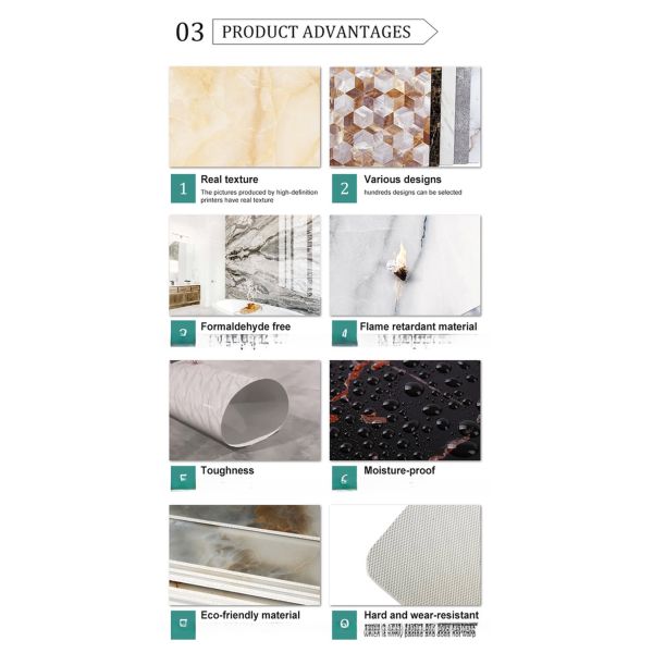 2.8mm Thickness PVC UV Marble Board for Interior Wall Decoration 1220x2800mm Exporter