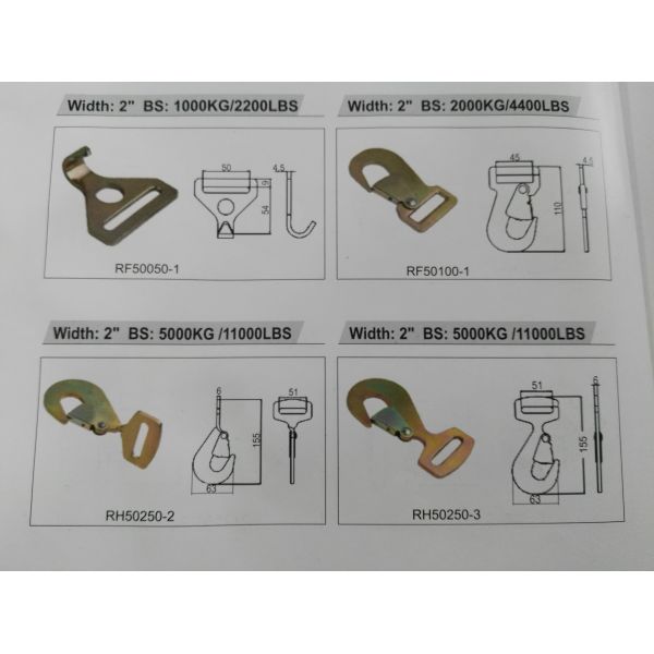 Car Tie Downs Ratchet Strap Accessories , 6000lbs 2" Small Snap Hook