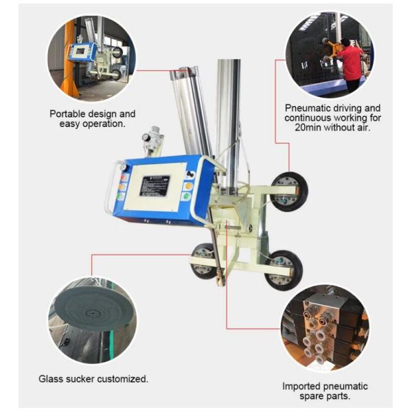 Insulating Glass Lifting Machine Glass Vacuum Lifter 400kg Load Capacity