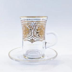 China 12PCS Arabic Tea Cup Glass Round Exquisite Traditional Arabic Coffee Set on sale