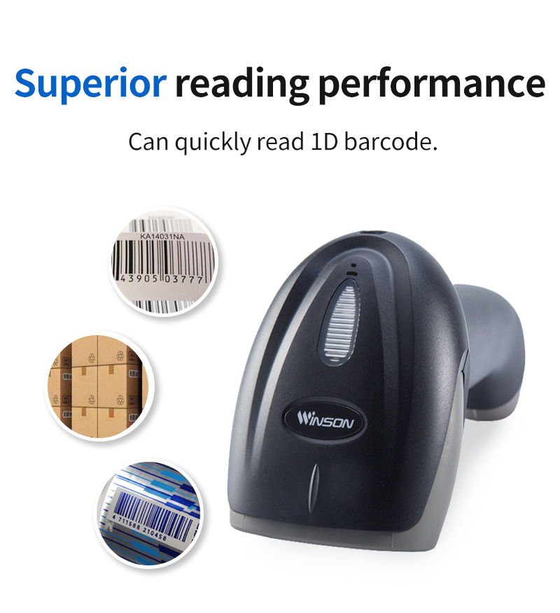 Supermarket Omnidirectional 2.4G Wireless 1D Barcode Reader QR Code Scanner Auto Sleep USB COM Hand-Free Scanner