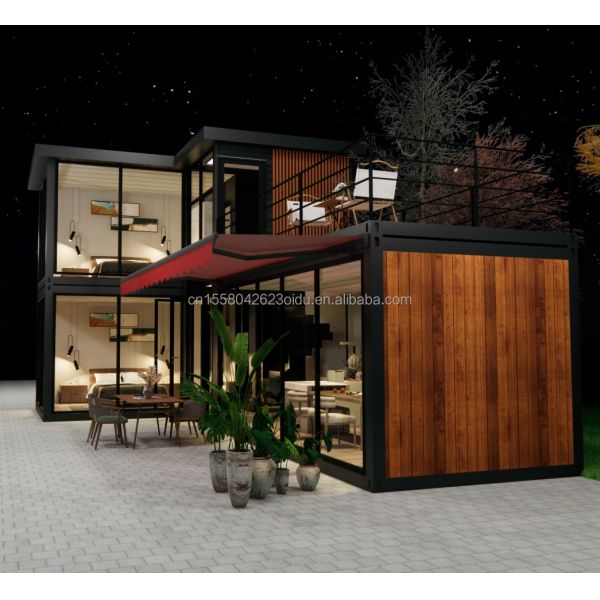 Galvanized Steel Square Tubes Main Structure Container Houses for Luxury Prefabricated Two-Bedroom Flat Pack Shipping