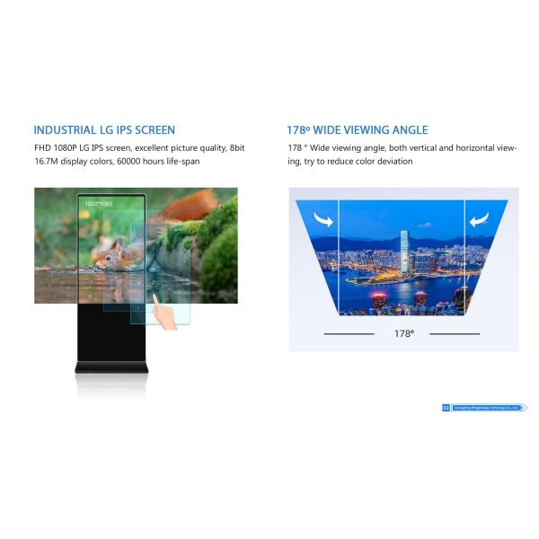 75 Inch Floor Standing Digital Signage Android OS with CMS