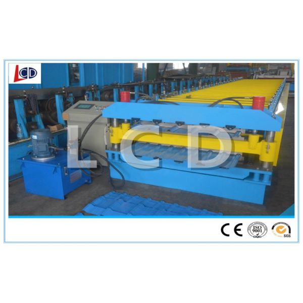 PLC Controlled Roof Roll Forming Machine , Double Deck Roll Forming Machine 5.5KW Main Power