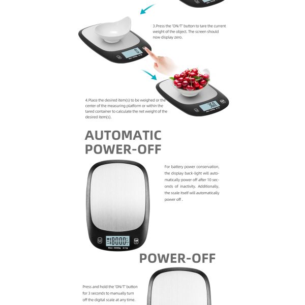 Certified Kitchen Scales Waterproof Multifunction Digital Kitchen Weighing Scale for Accurate Nutritional Measurements