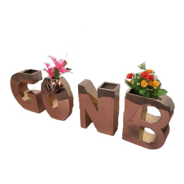 Big size steel custom letter shape decorative flower planters company name