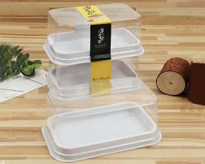 Buy cheap Transparent Cake trays rectangular Disposable Sushi container with lid product