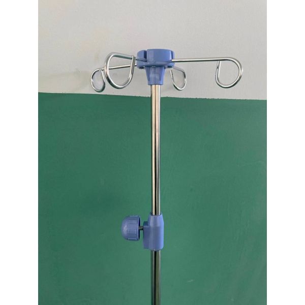 Hospital Special Blue Infusion Stand Mobile With 4 Hooks
