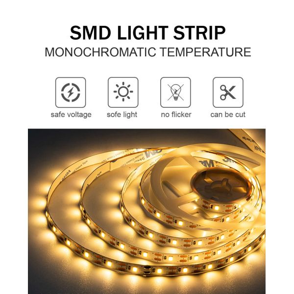 Indoor Decoration 3000K/4000K/6500K Flexible Electroplate SMD2835 LED Strip Light 5V 8mm 120LEDs