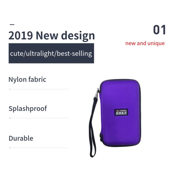 Purple EVA Carrying Case With Compartment / Nylon Zipper / Elastic Band