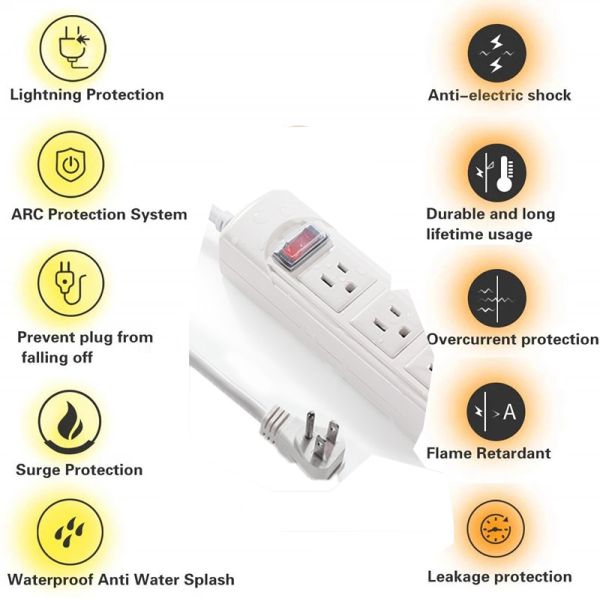 Universal White Extension Cord Socket For Home Appliance