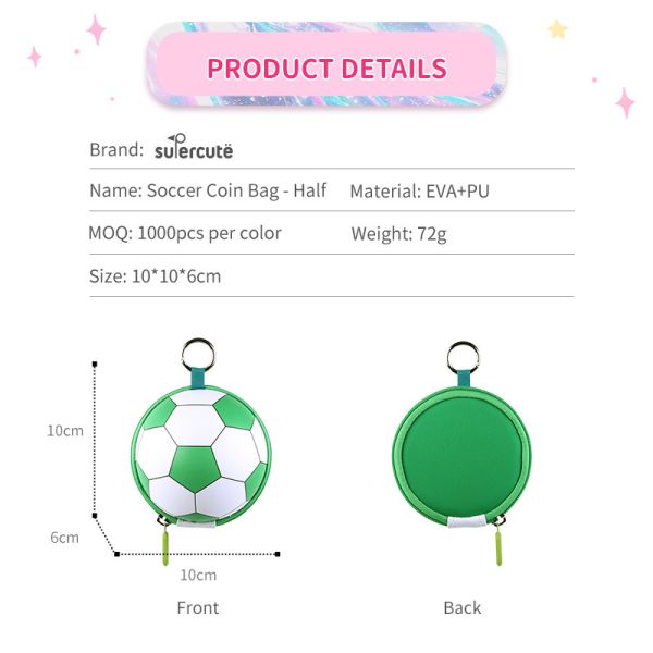Supercute Unique 3D Soccer Design Custom Coin Purse OEM ODM EVA Small Storage