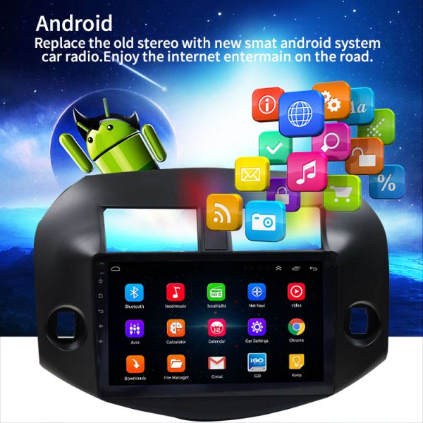 Head Unit Android 9 Inch 10 Inch Black Radio Old Rav4 Android Radio FM AM Built In