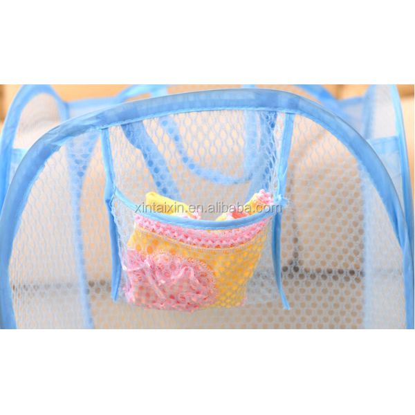 Portable Colorful Foldable Mesh Laundry Basket Reusable Dirty Cloths Bag
