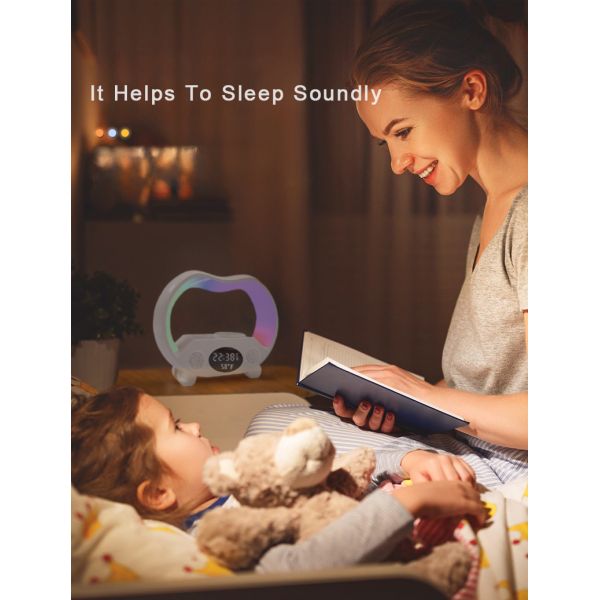 Rgb Charger Lamp G Shape Sound Ambient Smart Wireless Charging Night Light Clock Charger