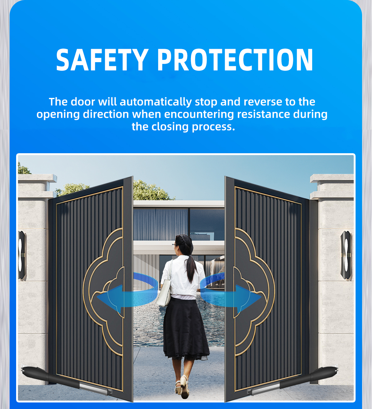Electric Remote Control Straight Arm Door Gate Opener 60W IP65 Modern Design