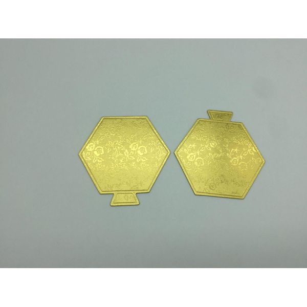 Compressed Hexagon Cake Base Boards Gold Silver Color Cardboard For Mini Cake