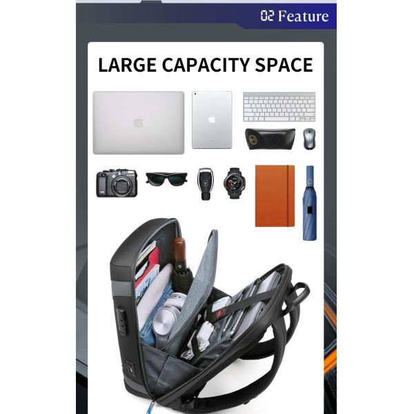 Softback Waterproof Business Backpack With USB Customized Logo