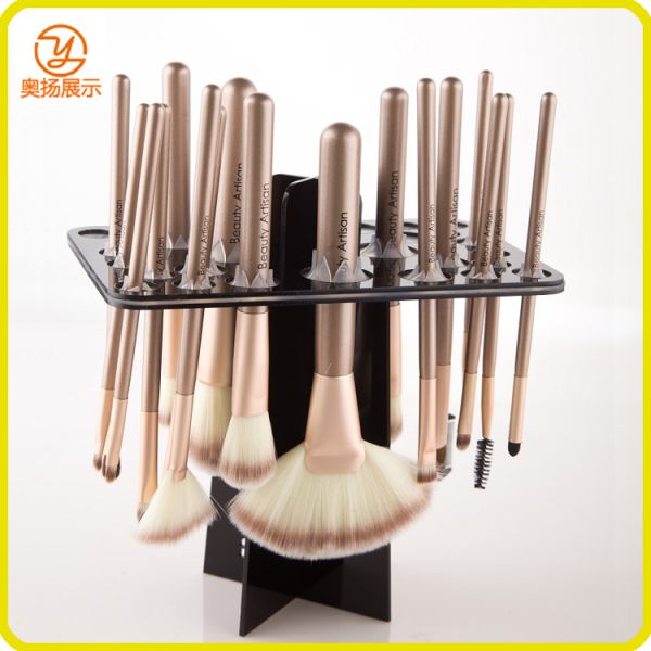 28 holes red rectangle acrylic brush dryer for makeup brush drying
