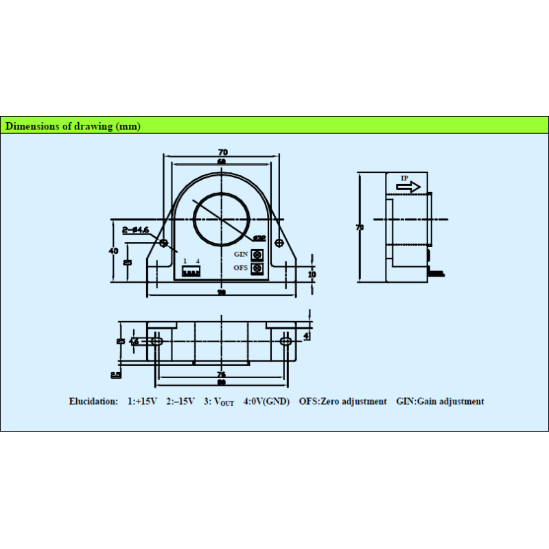 Black Color Hall Effect DC Current Sensor Open Loop Type CE RoHS Certificate