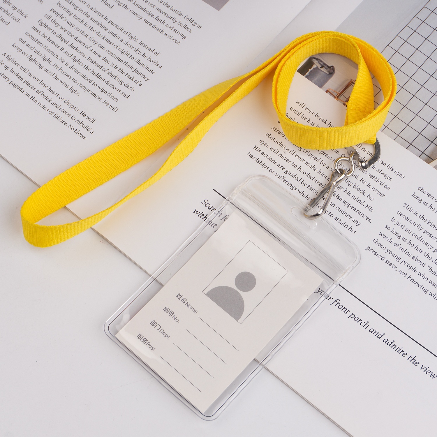 Waterproof Crystal Clear Fold Resistant PVC ID Card Holder with Neck Lanyard